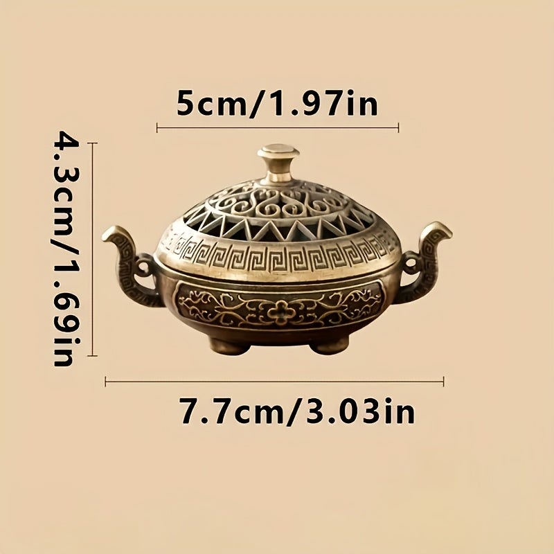 مبخرة معدنية بثلاث كرات ذهبية، تصميم رائع، مناسبة للتأمل اليوغا وديكور غرفة النوم وكهدايا العطلات (عيد الميلاد، الهالوين، عيد الفصح، عيد الشكر) - لا تتطلب كهرباء - Image 4