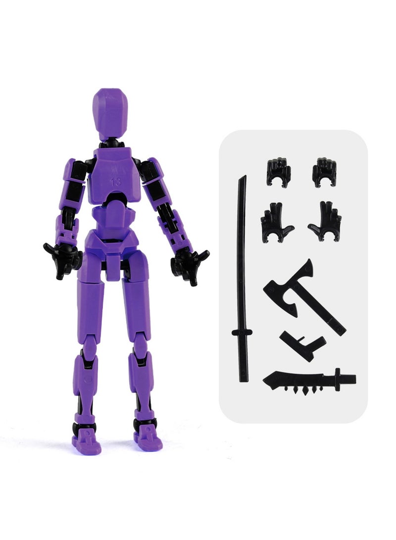 Children's Educational And Creative Assembly 13 Joint Doll Building Blocks 3D Printing Multi-joint Full Body Activity Decompression Toys (Purple) 