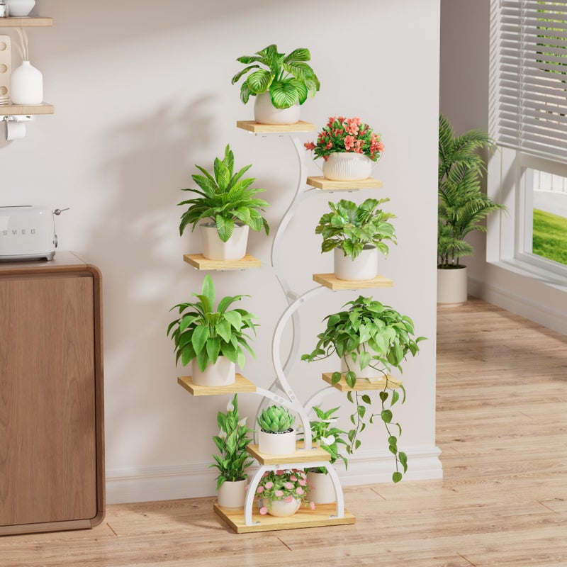 EVAWOO Plant Stand Indoor with Grow Light - 8 Tiered Plant Shelf Indoor, Corner Plant Stand, 49" Tall Plant Shelf with Lights for Indoor Growing, Lighted Flower Holder for Living Room, Balcony (White) - Image 5