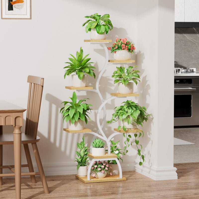 EVAWOO Plant Stand Indoor with Grow Light - 8 Tiered Plant Shelf Indoor, Corner Plant Stand, 49" Tall Plant Shelf with Lights for Indoor Growing, Lighted Flower Holder for Living Room, Balcony (White) - Image 3