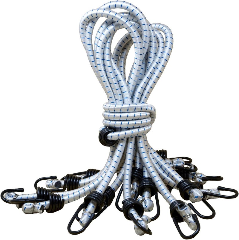 Kotap VBC-32WHT حبال بنجي متينة متعددة الاستخدامات مع خطافات، 32 بوصة، أبيض (عبوة من 10) - Image 1
