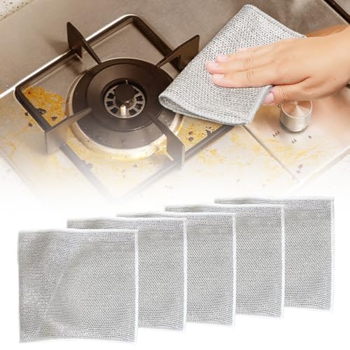 Pousbo Multipurpose Wire Dishwashing Rags, 2024 New Metal Wire Dishwashing Cloths Towels Scrubs Cleans, Premium Scrubbing Wire Dishwashing Rags Non-Scratch Wire Dishcloth for Dishes, Sinks(5) - Image 1