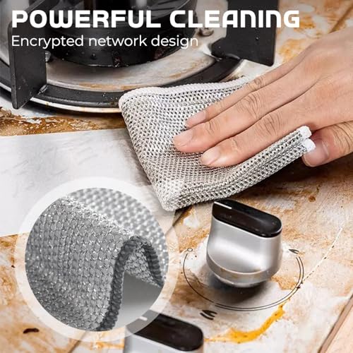 Pousbo Multipurpose Wire Dishwashing Rags, 2024 New Metal Wire Dishwashing Cloths Towels Scrubs Cleans, Premium Scrubbing Wire Dishwashing Rags Non-Scratch Wire Dishcloth for Dishes, Sinks(5) - Image 2