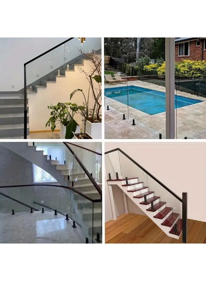 1 Piece Matt Black Heavy Duty Stainless Steel Glass Balustrade Bracket Adjustable Wall Mounted Fence Post Clamp - Image 5
