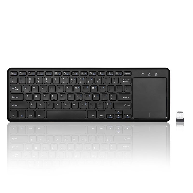 Perixx PERIBOARD-716 Wireless Keyboard with Touchpad, Support Multiple Devices Connection with TV, Tablet and Smartphone, X Type Scissor Keys, Black, US English Layout - Image 1