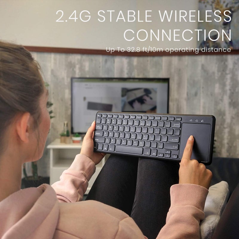 Perixx PERIBOARD-716 Wireless Keyboard with Touchpad, Support Multiple Devices Connection with TV, Tablet and Smartphone, X Type Scissor Keys, Black, US English Layout - Image 4