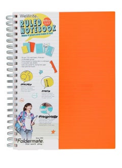 Foldermate A4 Size Spiral Lined 5-Subject Notebook Orange Cover 150 Sheets 