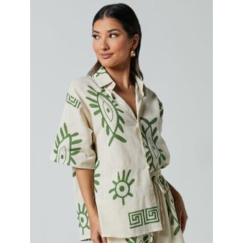 Rayon Geometric Stylish Pajama Shorts Co Ord Set for Women Pack of 1 - Image 3