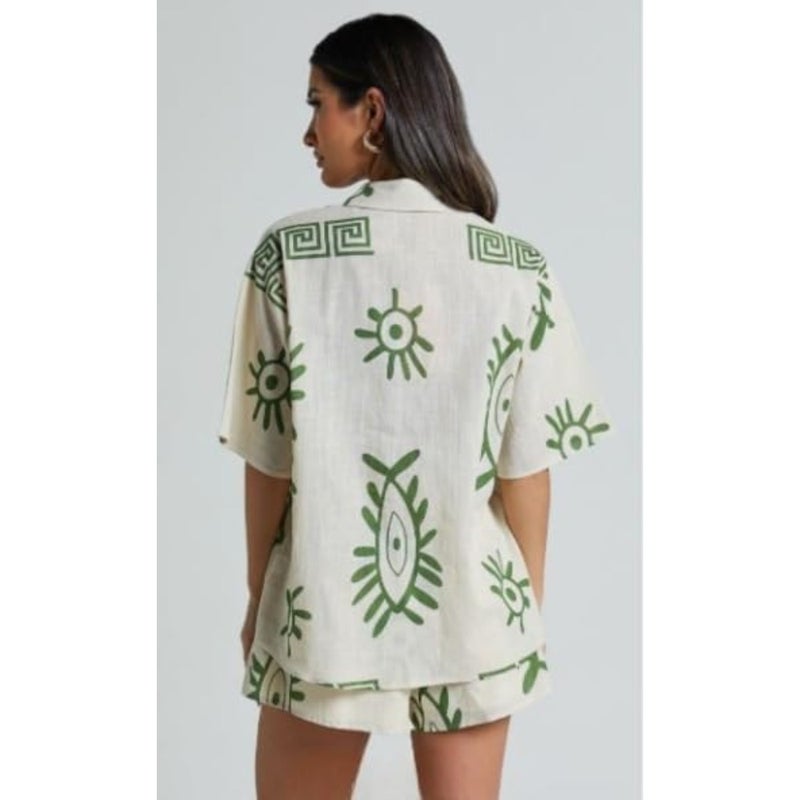 Rayon Geometric Stylish Pajama Shorts Co Ord Set for Women Pack of 1 - Image 2