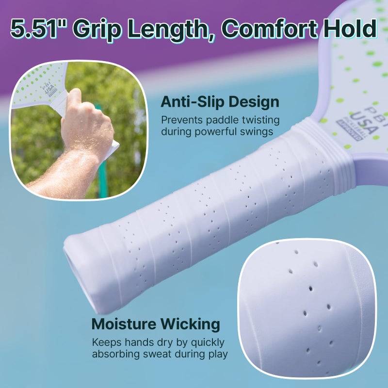 Golabs PB1 Pickleball Paddles Set of 2, Durable Fiberglass Surface& 16mm STR-Core Power Polymer Core, USAPA Approved, 8oz Lightweight & Comfort Anti-Slip Elongated Grip for Increased Power and Spin - Image 5