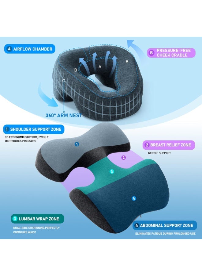 WALALLA Professional Massage Pillow Set for Prone Positioning, Ergonomic Chest & Head Support Cushions with Non-Slip Bottom, for Home SPA & Therapy, Dark Gray - Image 5