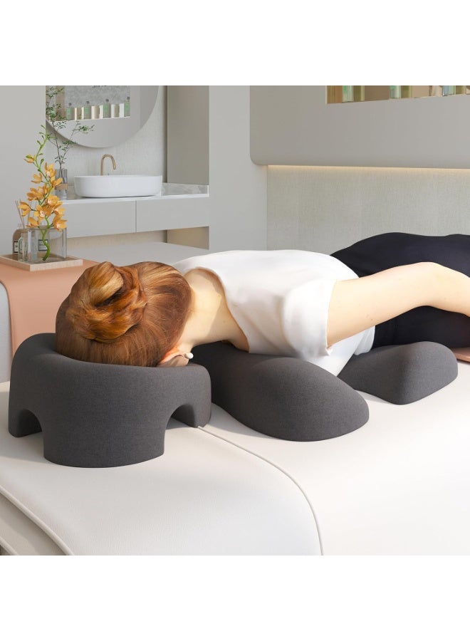 WALALLA Professional Massage Pillow Set for Prone Positioning, Ergonomic Chest & Head Support Cushions with Non-Slip Bottom, for Home SPA & Therapy, Dark Gray - Image 3