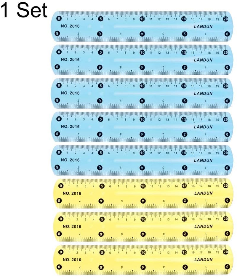 Flexible Straight Ruler 20cm 8 Inch Soft Plastic 8 in 1 Measuring Tool Set - Image 2