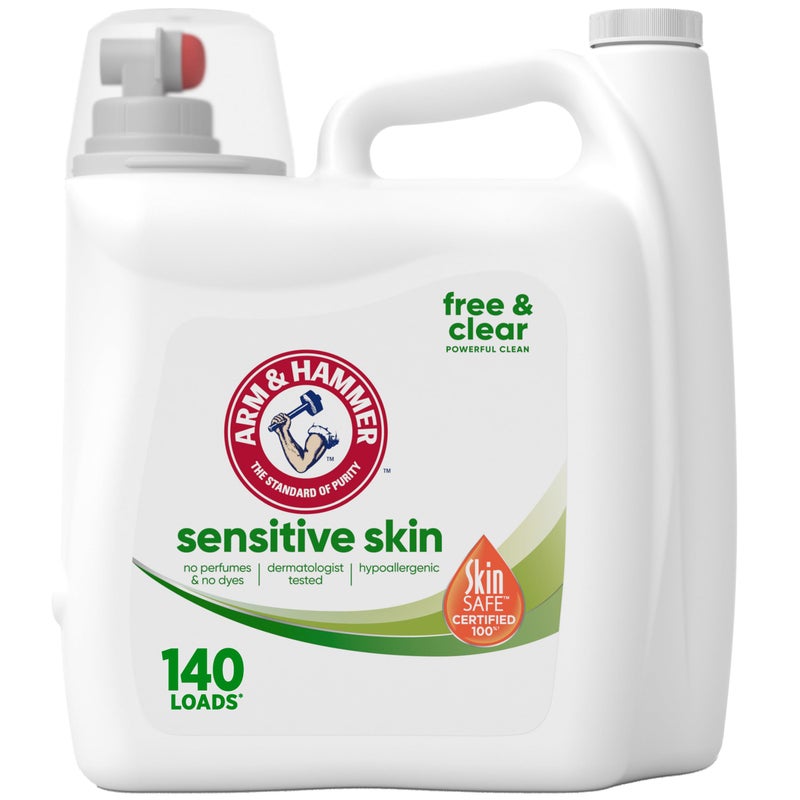 Arm & Hammer أرم & هامر منظف غسيل سائل للبشرة الحساسة خالي من العطور، 140 غسلة، 140 أونصة سائلة - Image 1