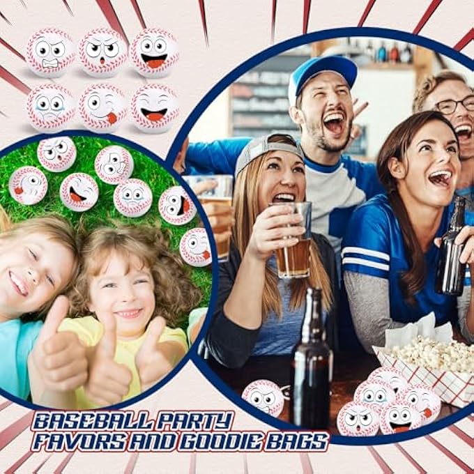 Arrowbash 24 Pcs Mini Face Baseball Stress Balls Bulk 2.48'' Small Funny Face Baseball Squeeze Foam Ball Stress and Anxiety Relief Toy for Sport Party Favors Birthday Gift Decoration - Image 4