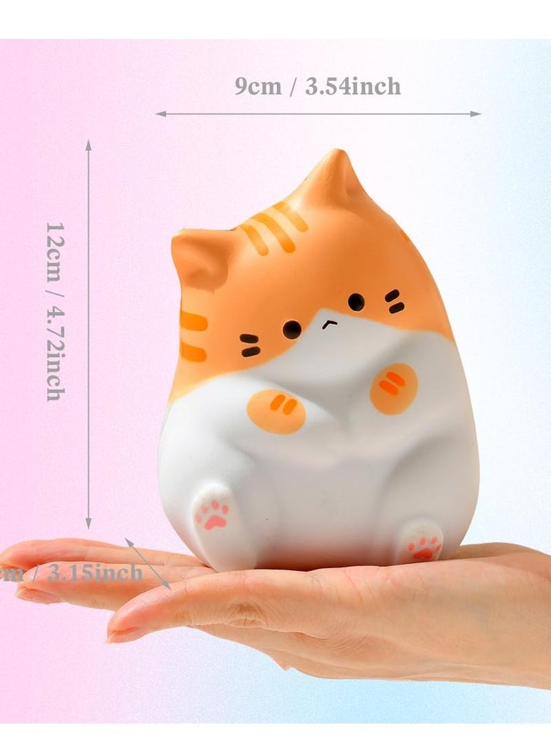 Excefore Cute Cat Stress Balls Squishy Toys, Foam Animal Shaped Stress Balls for Kids, Elastic Sensory Ball Party Favors, Comfort Items for Anxiety, Party Gift Basket Stuffers (Gray + Orange) - Image 4