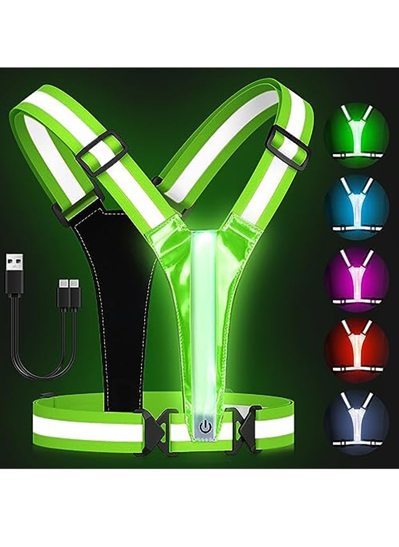 Gonice LED Reflective Vest Gear - Running Vest with 5 Light Colors, 3 Light Modes, USB Rechargeable, Adjustable Waist & Shoulder - High Visibility Light Up Reflective Gear for Night Walking, Cycling  - Image 1
