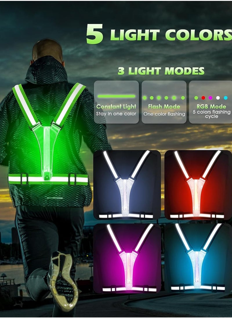 Gonice LED Reflective Vest Gear - Running Vest with 5 Light Colors, 3 Light Modes, USB Rechargeable, Adjustable Waist & Shoulder - High Visibility Light Up Reflective Gear for Night Walking, Cycling  - Image 3