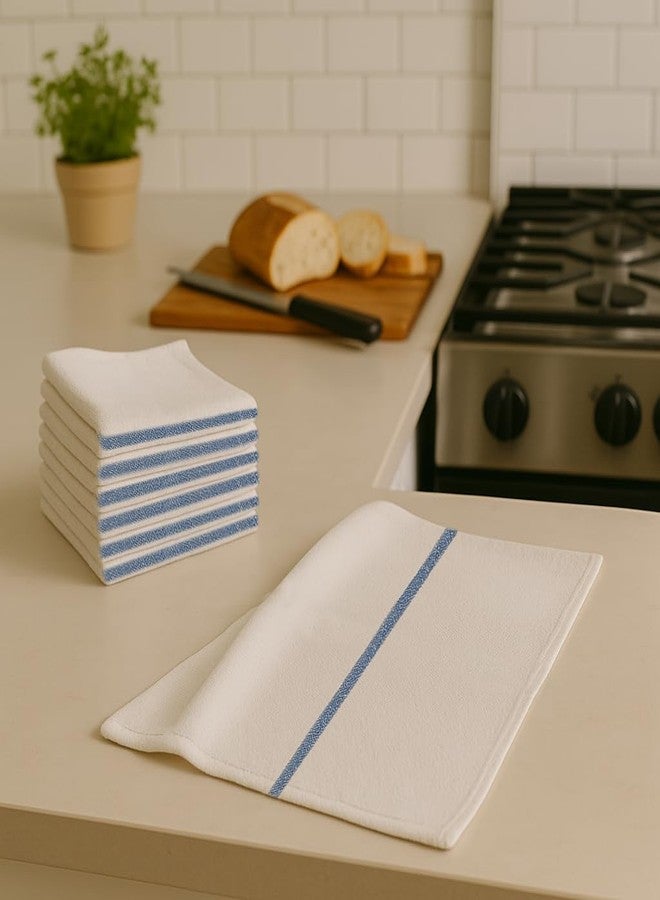 ZUPERIA Bar Mop Towels - 12 Pack (16"x19") - 100% Cotton High Absorbency Kitchen Towels - Reusable Dish Cloths, Quick-Dry Rags with Blue Stripe - Ideal for Restaurants, Cooks, Bartenders & Homes - Image 4