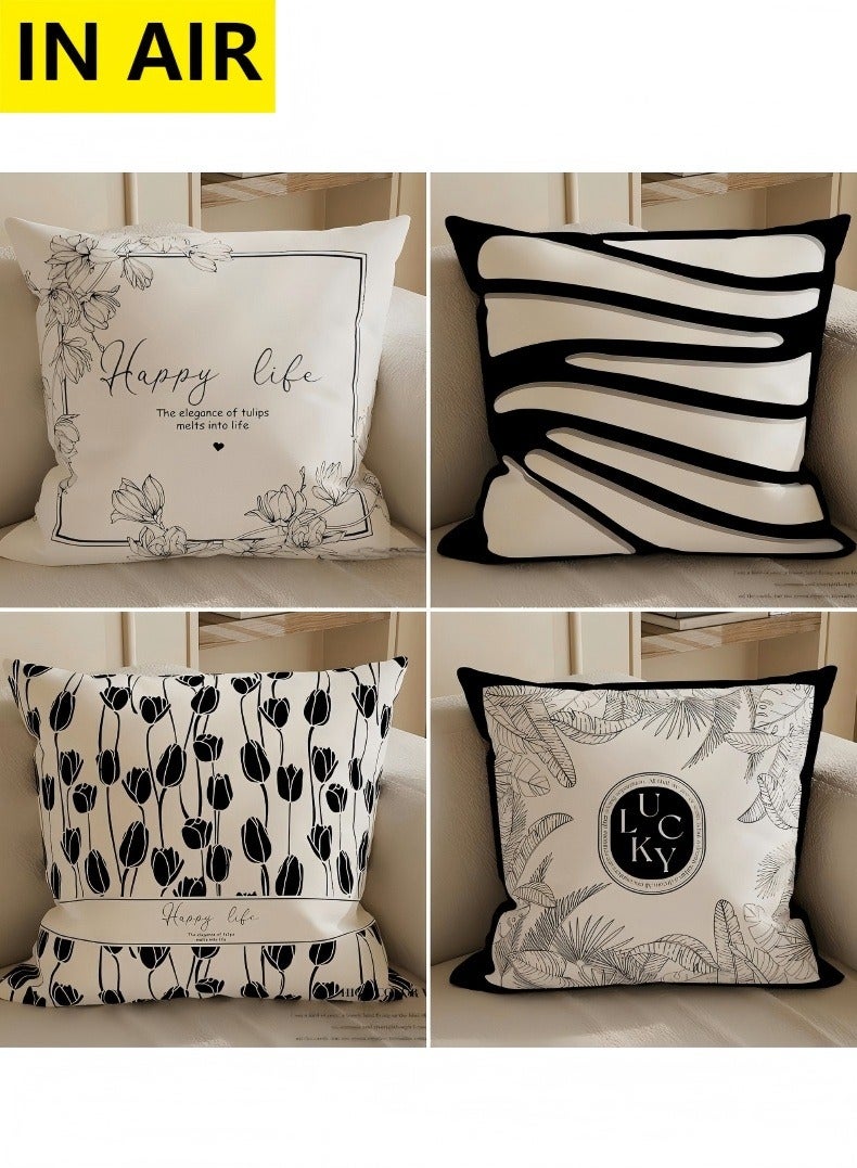 In Air Pillow Covers Set of 4, Throw Pillow Cover, Short Plush Cushion Cover, Decorative Nature Plant Cushion Covers 45cm x 45cm,For Living Room Sofa Couch Bed Pillowcases 18x18 inches（Double sided pattern） - Image 1