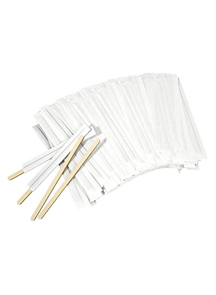 erorex 100Pcs 140mm Disposable Paper Wrapped Wooden Coffee Beverage Stirrers140mm Wood Coffee Stir Sticks - Image 1