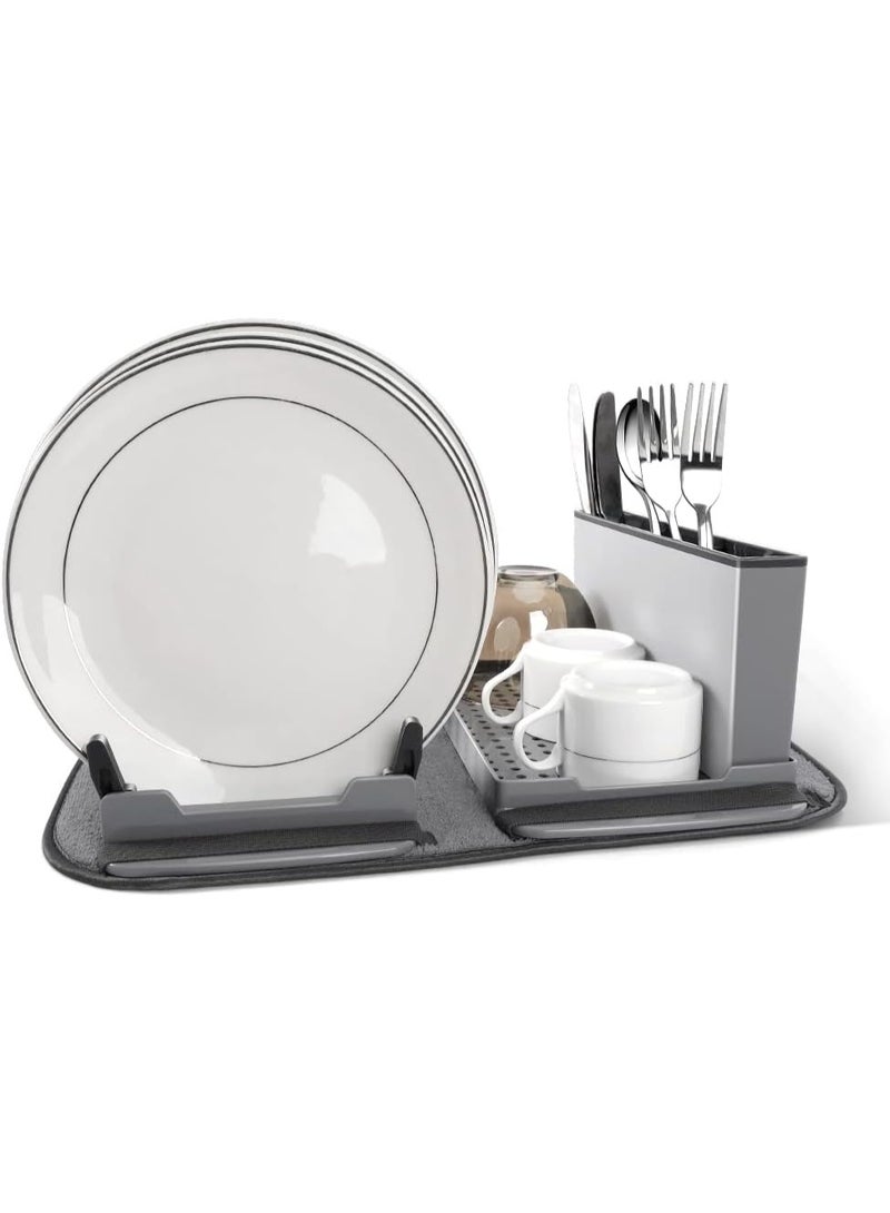 Multipurpose kitchen organizer for dishes, cups, and utensils, featuring a dish rack, utensil holder, and drying rack. - Image 1