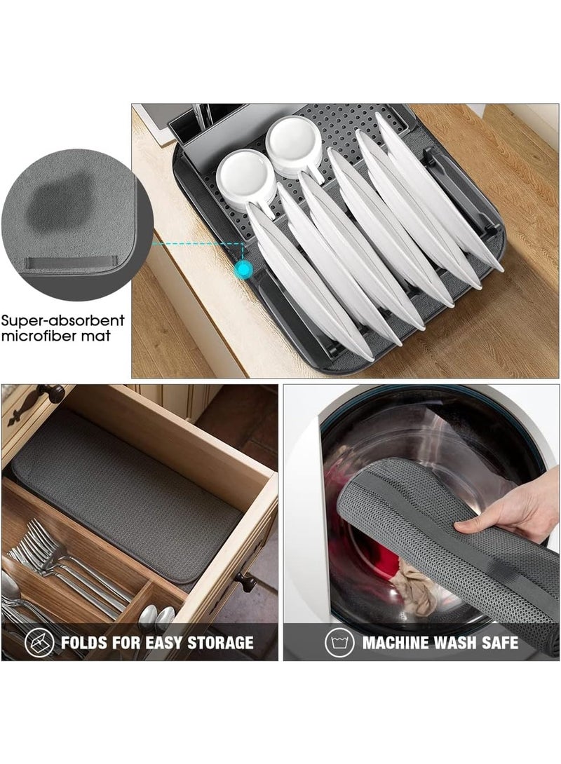 Multipurpose kitchen organizer for dishes, cups, and utensils, featuring a dish rack, utensil holder, and drying rack. - Image 2