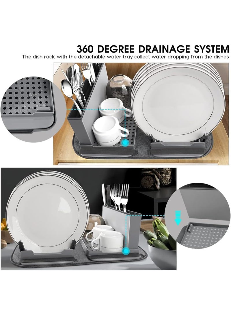 Multipurpose kitchen organizer for dishes, cups, and utensils, featuring a dish rack, utensil holder, and drying rack. - Image 3
