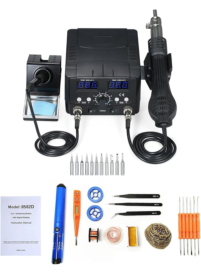 erorex Soldering Iron Kit Soldering Kit Soldering Station 2 In 1 Digital Smd Rework Soldering Station Hot Air Soldering Iron Stand Desolder Welding Tools Set 220V - Image 4