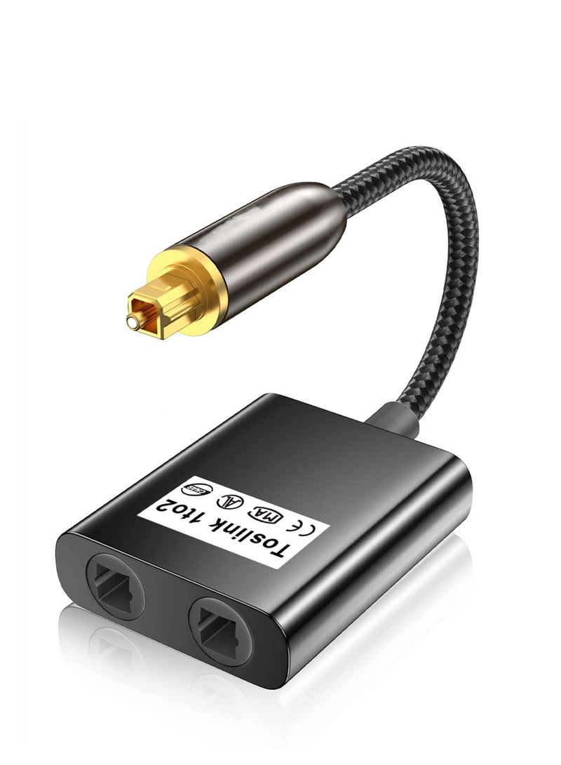 KASTWAVE Optical Cable Splitter, 1 In 2 Out Toslink Splitter Digital Optical Audio Cable Splitter for Soundbar to TV, Black, 1Pcs - Image 1