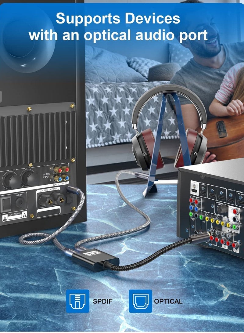 KASTWAVE Optical Cable Splitter, 1 In 2 Out Toslink Splitter Digital Optical Audio Cable Splitter for Soundbar to TV, Black, 1Pcs - Image 3