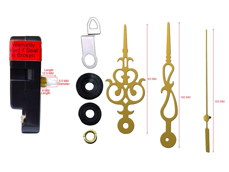 IIK COLLECTION Plastic Quartz Movement Machine with Golden Hands Kit for Wall Clock (IIK-MOV-PL-012) - Image 5