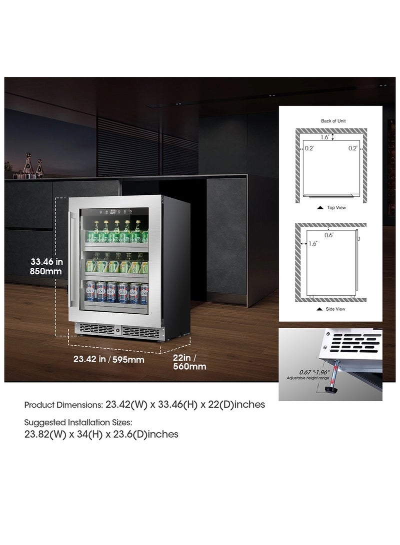 Cool Baby COOLBABY 24 Inch Beverage Fridge 154 Cans Beverage Refrigerator Cooler with Glass Door - Image 2