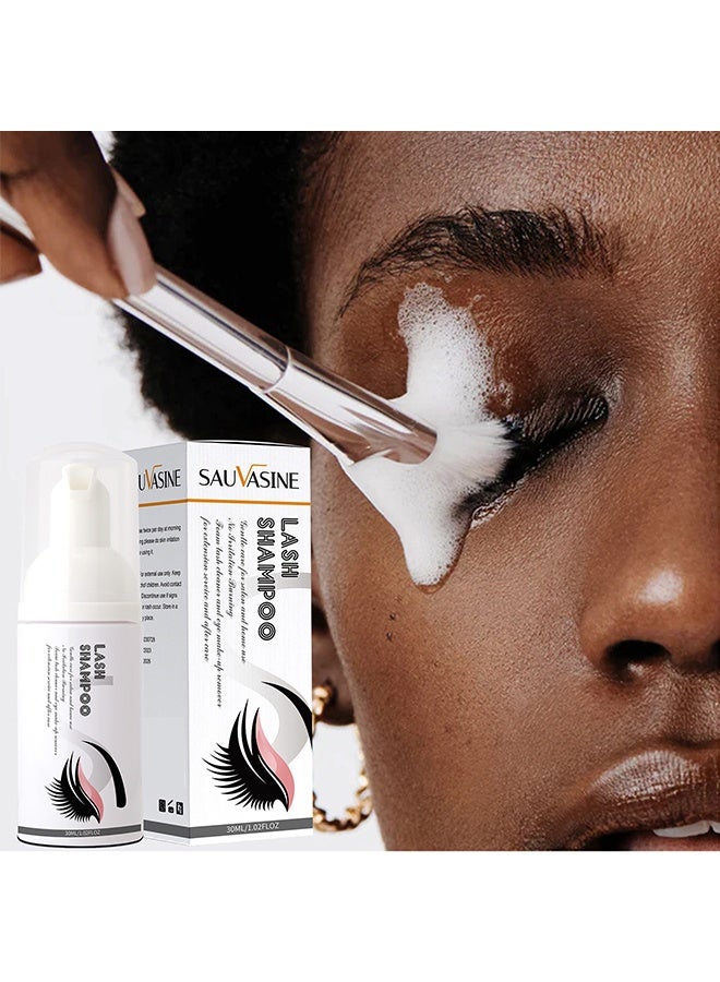 SAUVASINE Lash Shampoo for Lash Extensions Eyelash Cleanser ，Lash Extensions Shampoo for Eyelash ，Care Non irritating for Salon and Home Use， Makeup Remover Eyelash Extension Remover Nourishing Formula  30ml - Image 1