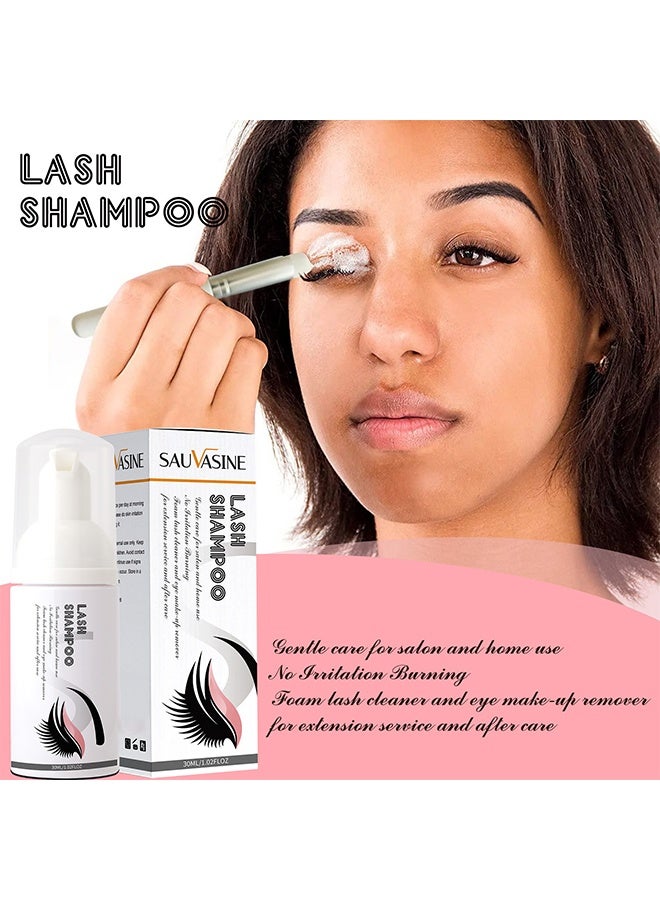 SAUVASINE Lash Shampoo for Lash Extensions Eyelash Cleanser ，Lash Extensions Shampoo for Eyelash ，Care Non irritating for Salon and Home Use， Makeup Remover Eyelash Extension Remover Nourishing Formula  30ml - Image 2