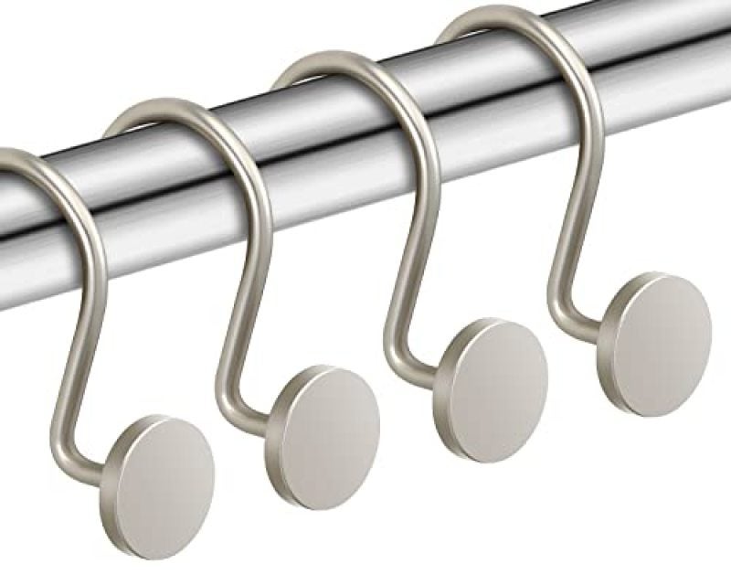 Shower Hooks: 12 Chrome Plated Rust-proof Decorative Shower Curtain Rings - Heavy Duty Slide Easily for Bathroom - Image 1