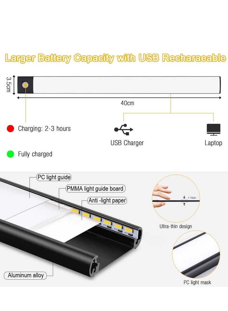 ميكسد مصابيح خزانة ملابس مستشعر الحركة، مصابيح ليلية قابلة لإعادة الشحن قابلة لإعادة الشحن بتقنية LED تحت الخزانة، مصباح خزانة مغناطيسي نحيف، إضاءة لاسلكية للمطبخ، الدرج، خزانة الملابس، إضاءة الدراسة - Image 2