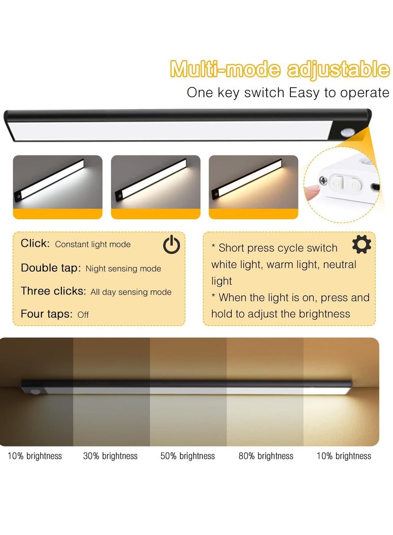 ميكسد مصابيح خزانة ملابس مستشعر الحركة، مصابيح ليلية قابلة لإعادة الشحن قابلة لإعادة الشحن بتقنية LED تحت الخزانة، مصباح خزانة مغناطيسي نحيف، إضاءة لاسلكية للمطبخ، الدرج، خزانة الملابس، إضاءة الدراسة - Image 4