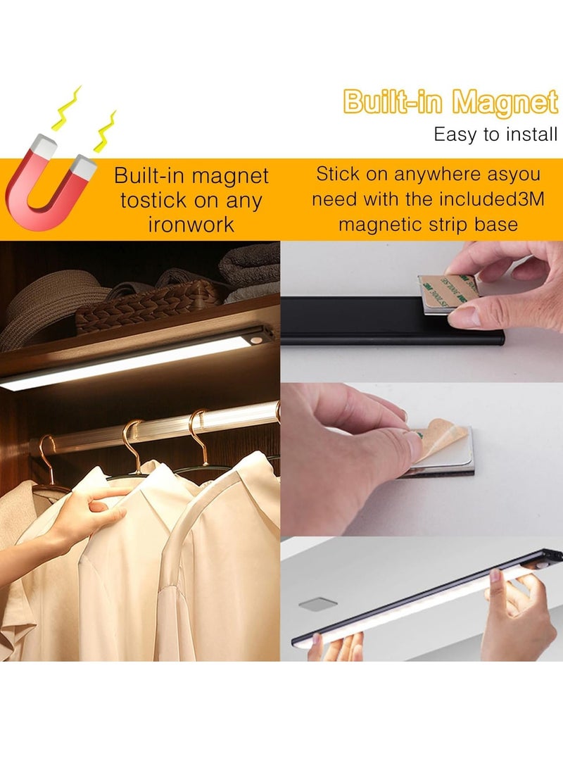 ميكسد مصابيح خزانة ملابس مستشعر الحركة، مصابيح ليلية قابلة لإعادة الشحن قابلة لإعادة الشحن بتقنية LED تحت الخزانة، مصباح خزانة مغناطيسي نحيف، إضاءة لاسلكية للمطبخ، الدرج، خزانة الملابس، إضاءة الدراسة - Image 5