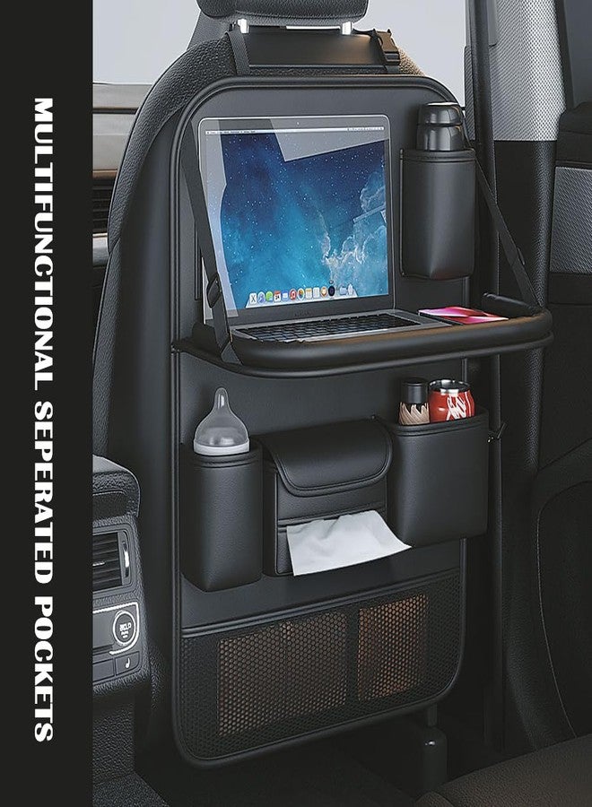 DURASIKO Car Backseat Organizer with Foldable Table Tray,Car Seat Back Protector with Touch Screen Phone Holder,Premium PU Leather Material,Compatible with Most Vehicles,Inner Car Accessories - Image 4