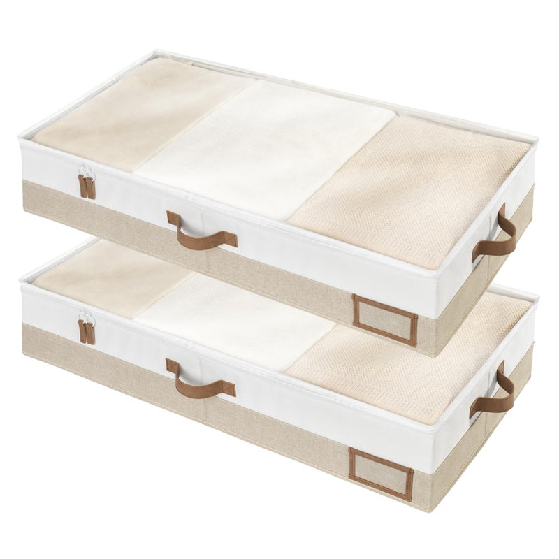 StorageWorks Large Under Bed Storage Containers with Handles and Label Holder, 2 Pack Ultra-thick Fabric Underbed Bins, Closet Organizer for Clothes, Blankets, Sweater - Image 1