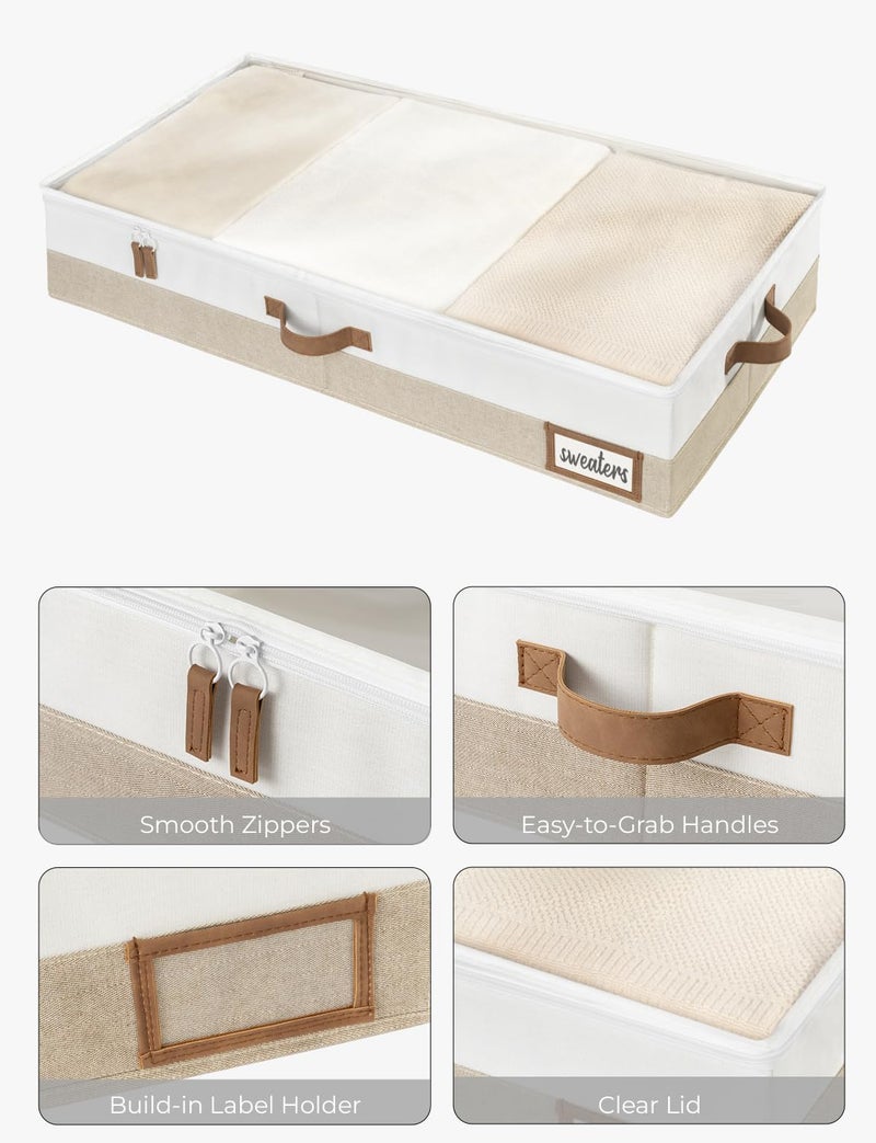 StorageWorks Large Under Bed Storage Containers with Handles and Label Holder, 2 Pack Ultra-thick Fabric Underbed Bins, Closet Organizer for Clothes, Blankets, Sweater - Image 4
