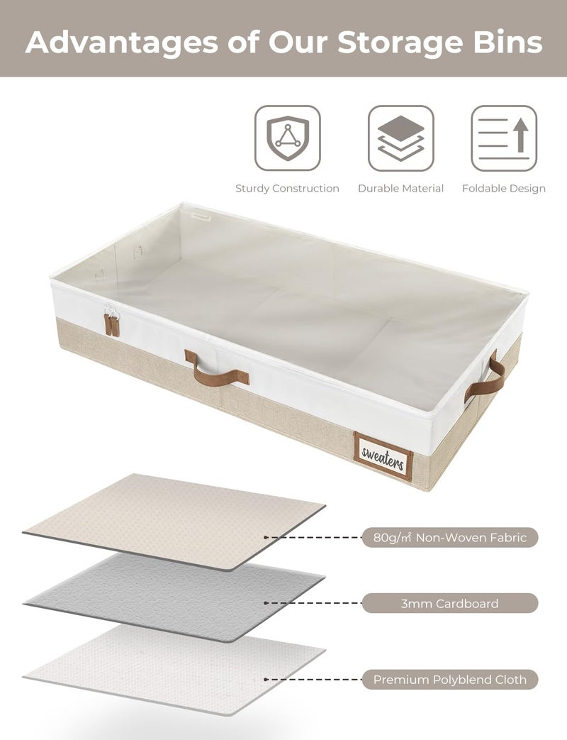 StorageWorks Large Under Bed Storage Containers with Handles and Label Holder, 2 Pack Ultra-thick Fabric Underbed Bins, Closet Organizer for Clothes, Blankets, Sweater - Image 5