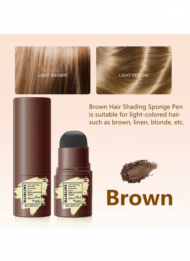 TWG Hairline Powder , Repair Stick, Natural Brown Shade Hairline Powder,Shadow Sponge Pen Waterproof Hair Root Concealer For Thinning Hair Root Touch-Up #02  - Image 2
