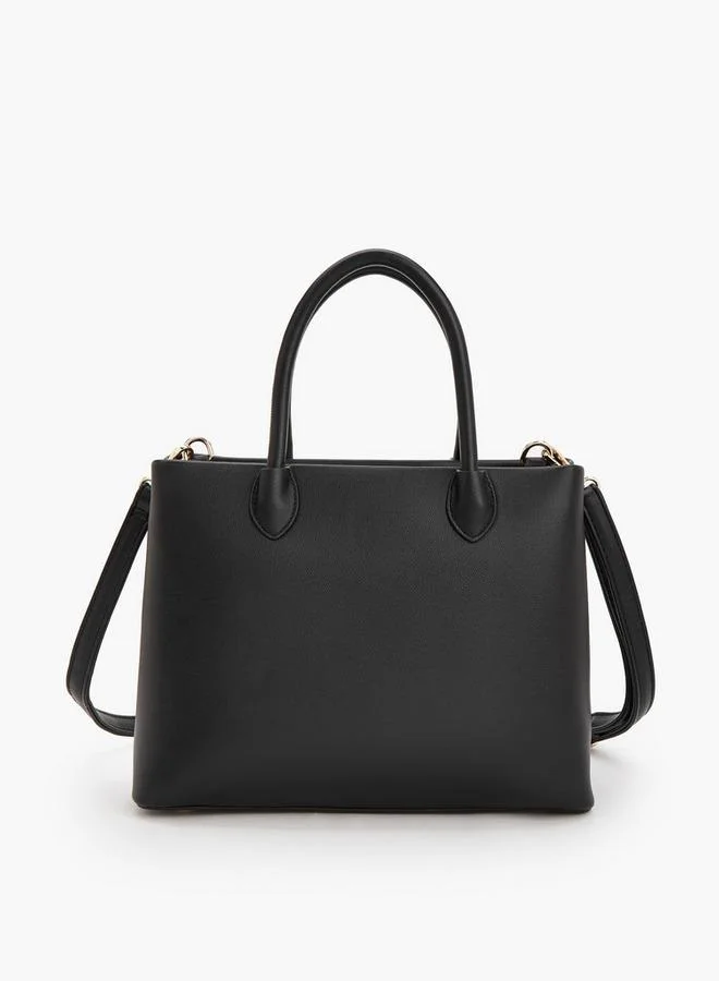 Flora Bella By Shoexpress BLACK Solid Tote Bag With Detachable Strap for Women | Best Price UAE