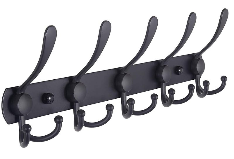 Dayalu Dayalu Wall Mounted Hook Hanger Rack Doorwey Hook Rail Cloth Hanger for Hanging Keys Towel Jacket Coat Key Rings Scarf Stoles in Bathroom Bedroom Entryway Black 