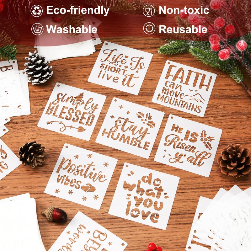 Marspark 60 Pcs Valentine's Small Stencils for Crafts Reusable 3 Inch Stencils for Painting on Wood DIY Craft Paint Template for Wall Home Decor Card Rock Canvas Drawing Holiday (Bible Words) - Image 3