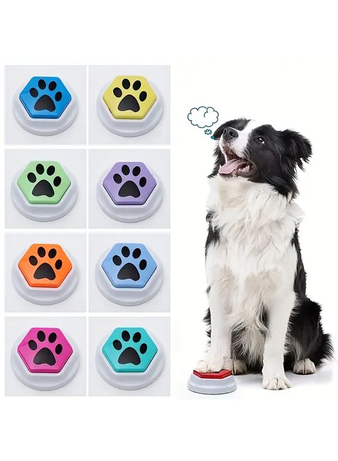RODAFN Interactive Dog Training Bell Toy With Paw Print Buttons And Sound Effects Multicolor Bark Alarm Paw Activated Speaker Pet Communication Device For Puppies Dogs Hearing Owners Set Of 4 Color B - Image 1