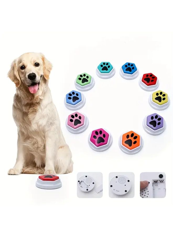 RODAFN Interactive Dog Training Bell Toy With Paw Print Buttons And Sound Effects Multicolor Bark Alarm Paw Activated Speaker Pet Communication Device For Puppies Dogs Hearing Owners Set Of 4 Color B - Image 2