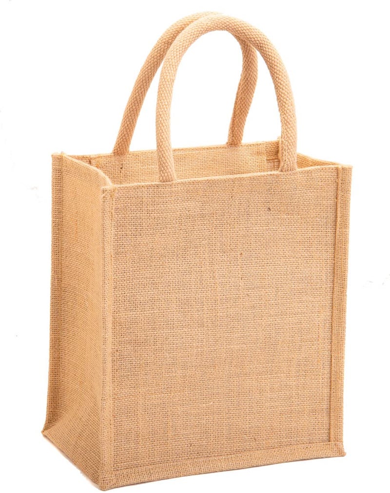 hb+ H&B Jute Lunch Bag for Men, Women, Girls - Travel Handbag With Zip Bottle Holder - Solid Colors - Image 1